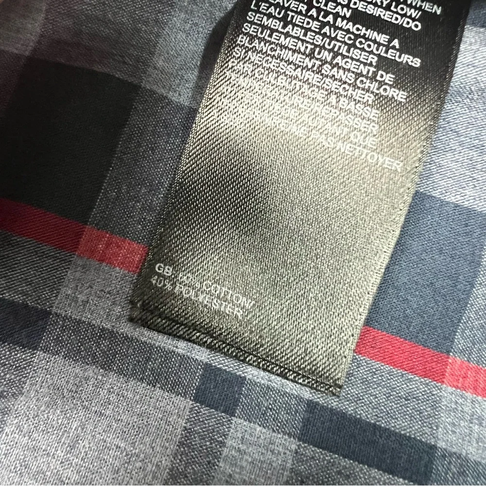 THE NORTH FACE Shirt Mens Medium Red Blue Plaid Short Sleeve Snap Front Hiking - Picture 7 of 9